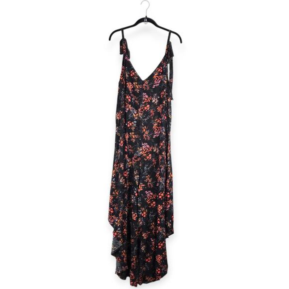 1.State Black Floral Sleeveless‎ Asymmetrical Wide Leg V-Neck Jumpsuit Size XL - Picture 6 of 9
